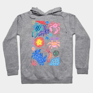 Pastel Corals, Crabs, and Shrimps Hoodie